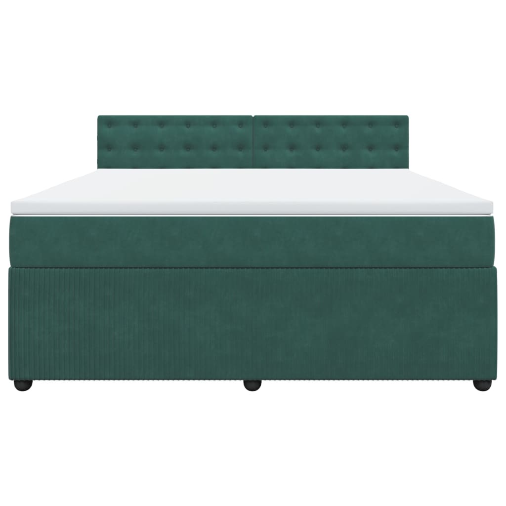Boxspring met matras fluweel donkergroen 180x200 cm