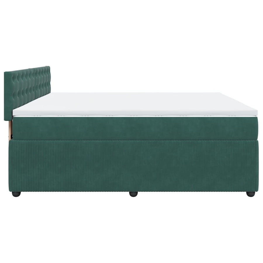 Boxspring met matras fluweel donkergroen 180x200 cm