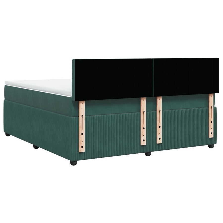 Boxspring met matras fluweel donkergroen 180x200 cm