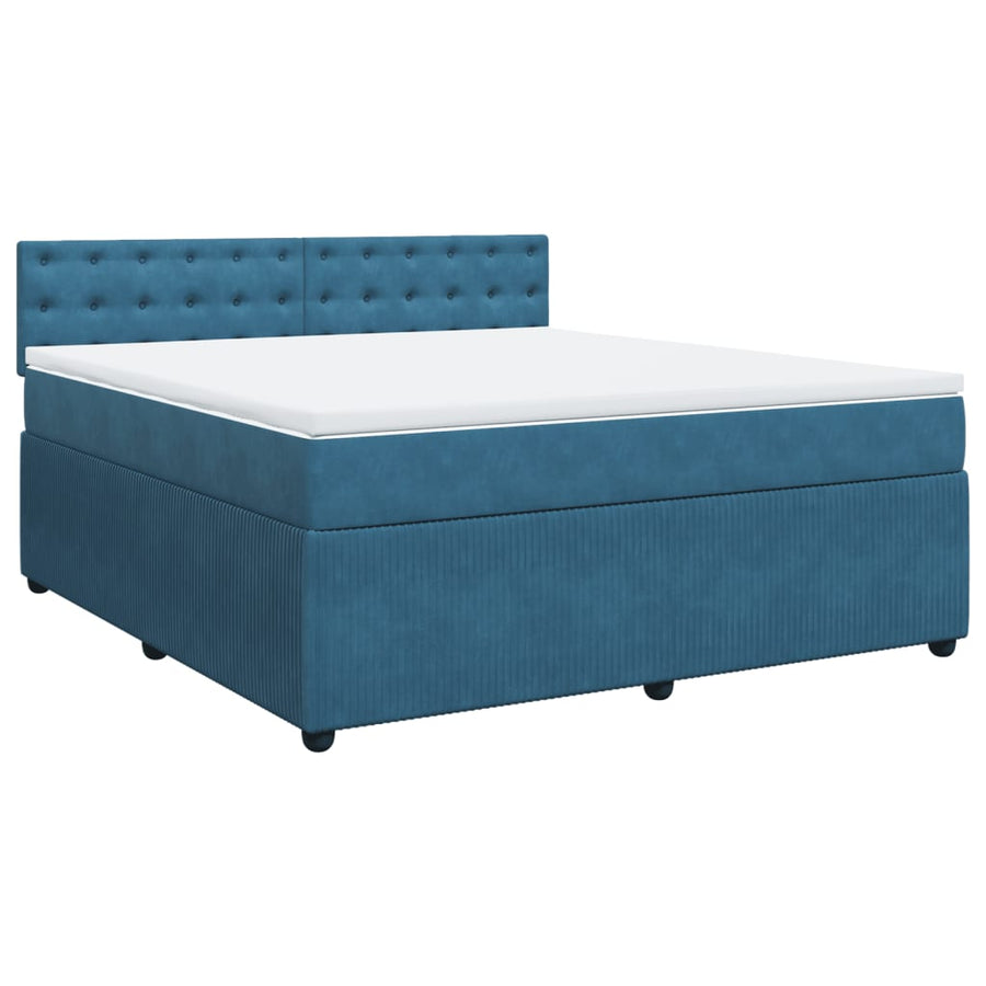 Boxspring met matras fluweel blauw 180x200 cm
