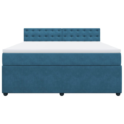 Boxspring met matras fluweel blauw 180x200 cm