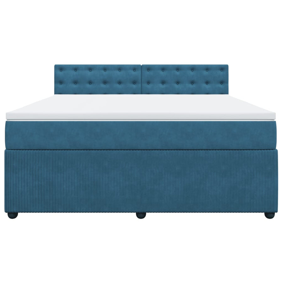 Boxspring met matras fluweel blauw 180x200 cm