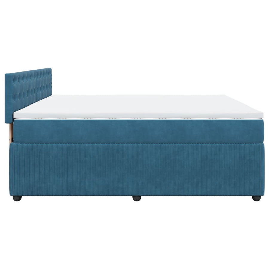 Boxspring met matras fluweel blauw 180x200 cm