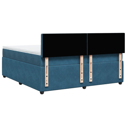 Boxspring met matras fluweel blauw 180x200 cm