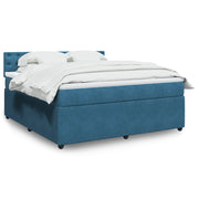 Box spring with velvet blue mattress 180x200 cm