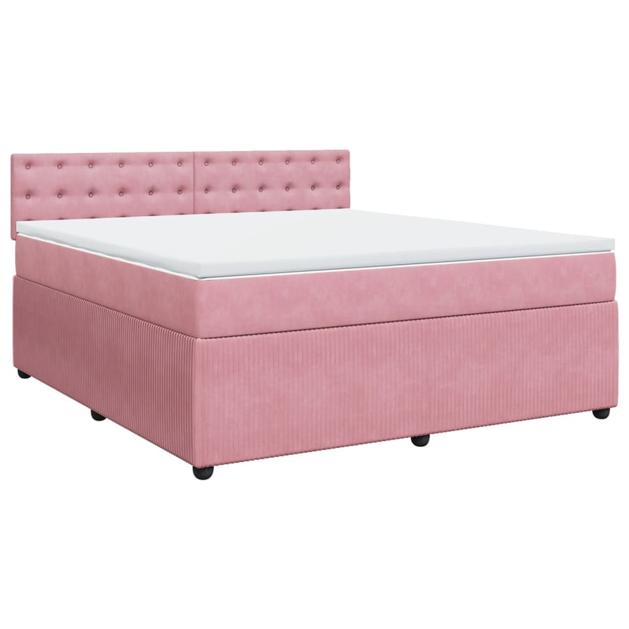 Boxspring met matras fluweel roze 180x200 cm