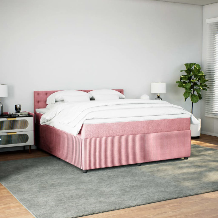 Boxspring met matras fluweel roze 180x200 cm