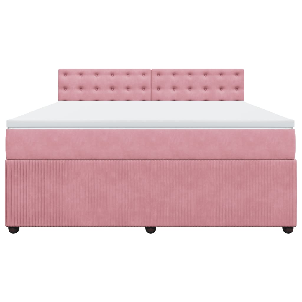 Boxspring met matras fluweel roze 180x200 cm