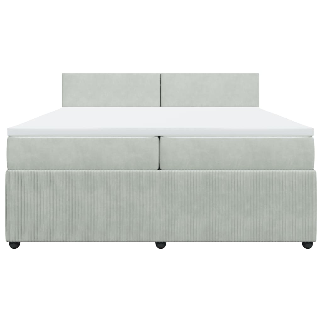 Boxspring met matras fluweel lichtgrijs 200x200 cm