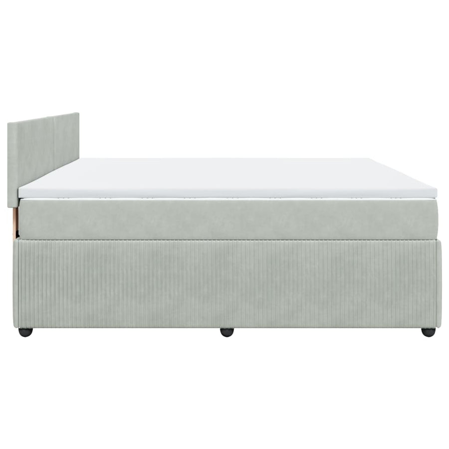 Boxspring met matras fluweel lichtgrijs 200x200 cm