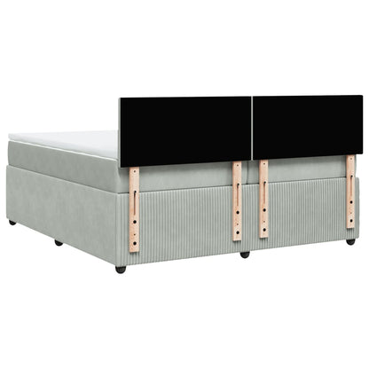 Boxspring met matras fluweel lichtgrijs 200x200 cm