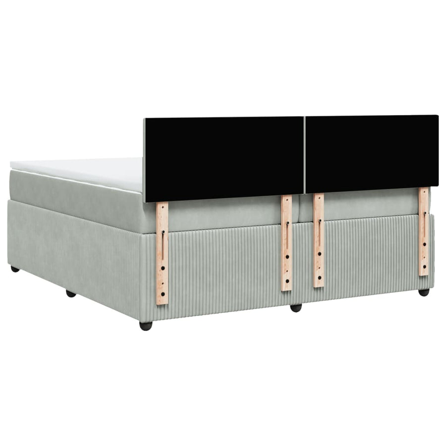 Boxspring met matras fluweel lichtgrijs 200x200 cm