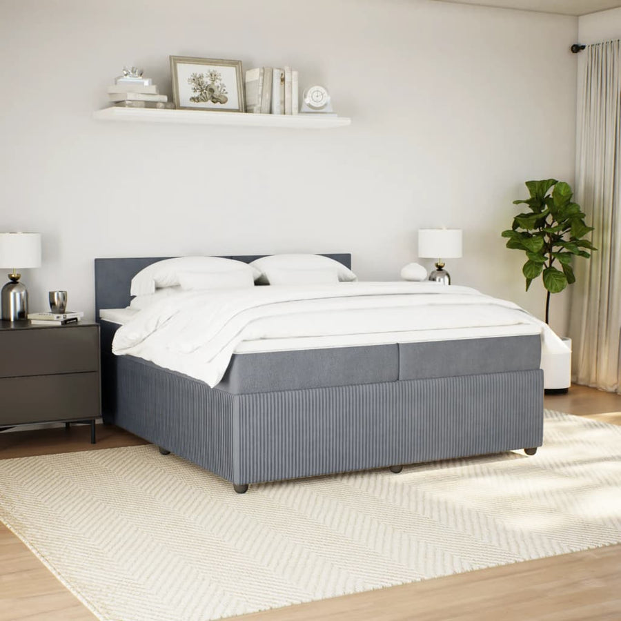 Boxspring met matras fluweel donkergrijs 200x200 cm