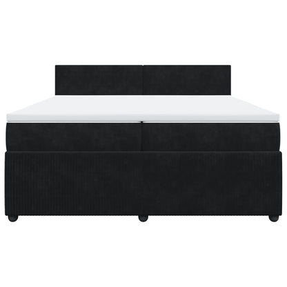 Boxspring met matras fluweel zwart 200x200 cm