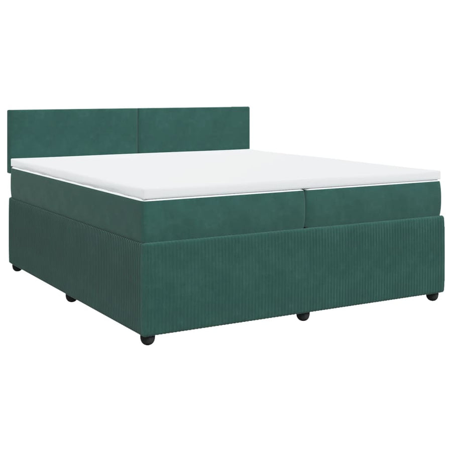 Boxspring met matras fluweel donkergroen 200x200 cm