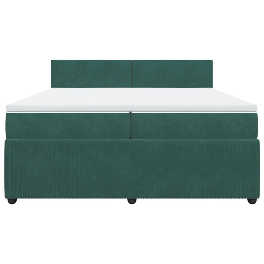 Boxspring met matras fluweel donkergroen 200x200 cm