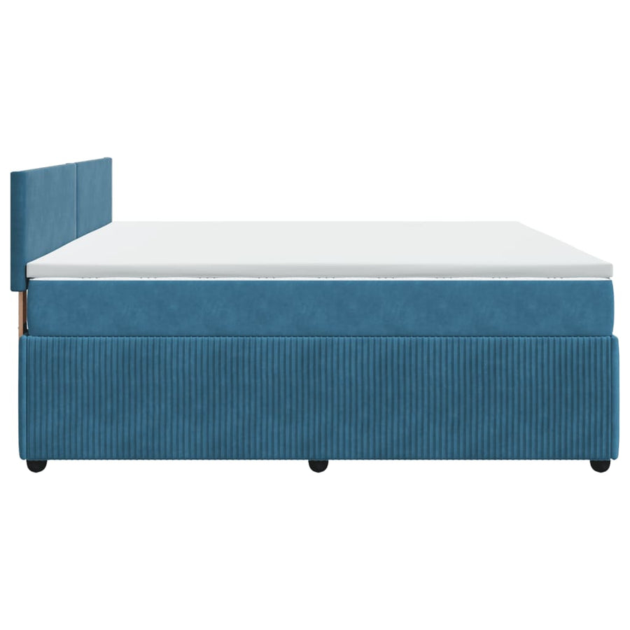 Boxspring met matras fluweel blauw 200x200 cm