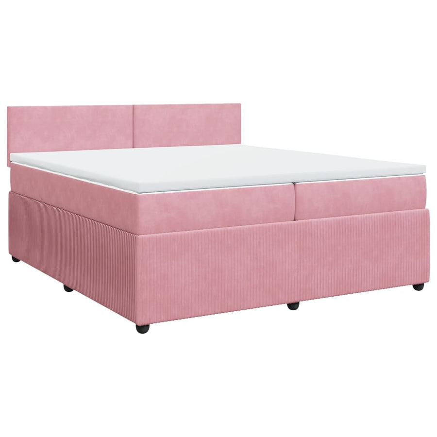 Boxspring met matras fluweel roze 200x200 cm