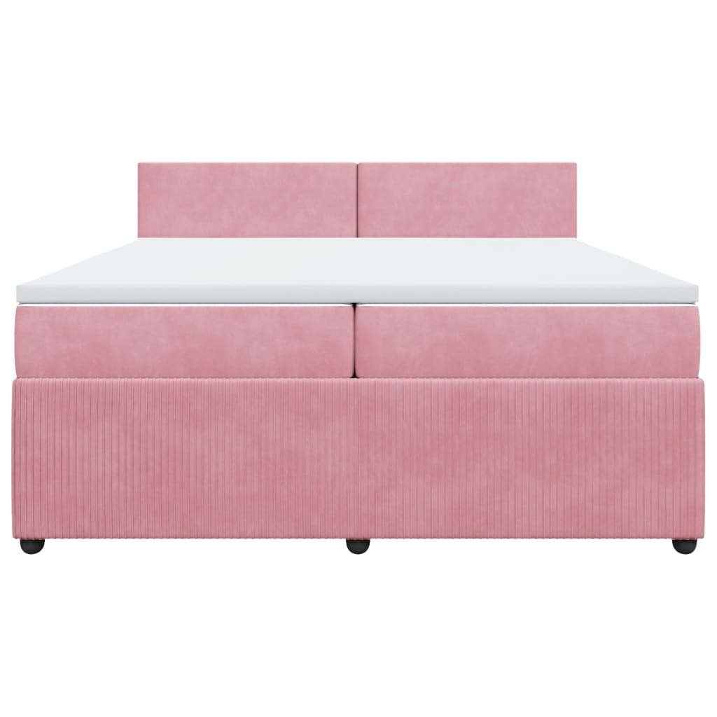 Boxspring met matras fluweel roze 200x200 cm
