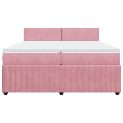 Boxspring met matras fluweel roze 200x200 cm