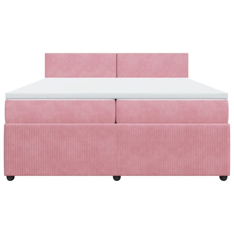 Boxspring met matras fluweel roze 200x200 cm