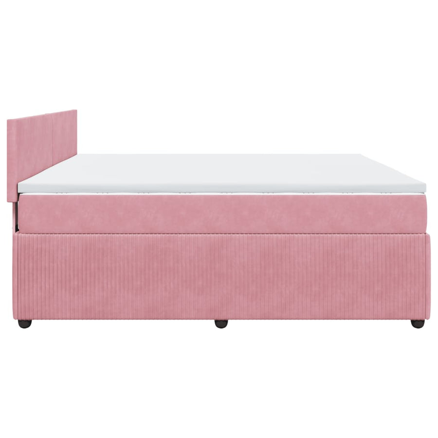 Boxspring met matras fluweel roze 200x200 cm