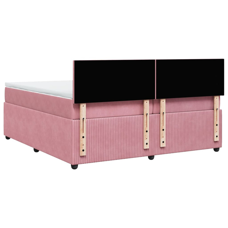 Boxspring met matras fluweel roze 200x200 cm