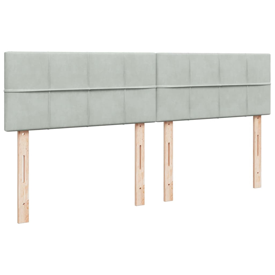 Boxspring met matras fluweel lichtgrijs 200x200 cm