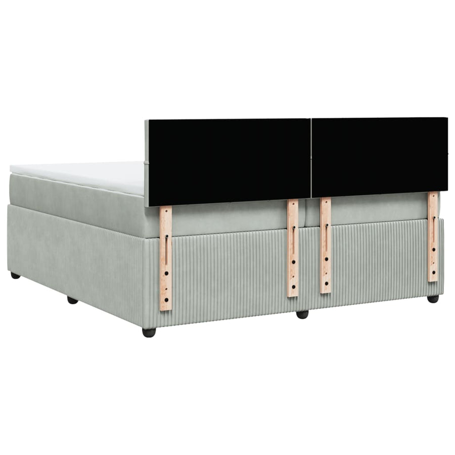 Boxspring met matras fluweel lichtgrijs 200x200 cm
