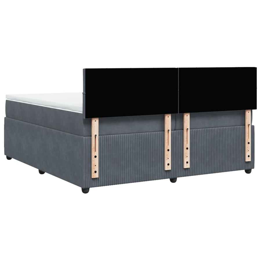 Boxspring met matras fluweel donkergrijs 200x200 cm