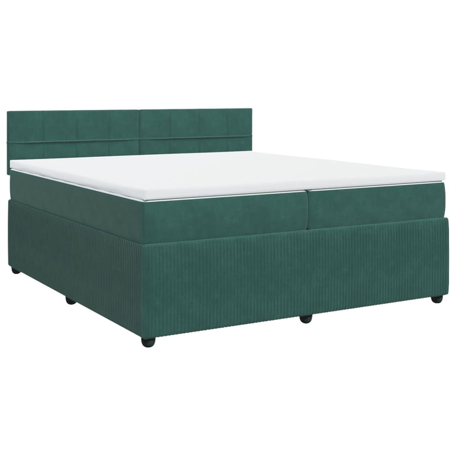 Boxspring met matras fluweel donkergroen 200x200 cm