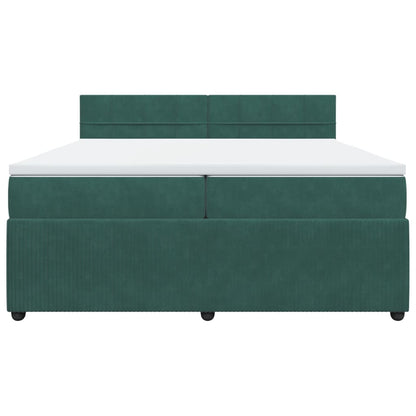 Boxspring met matras fluweel donkergroen 200x200 cm