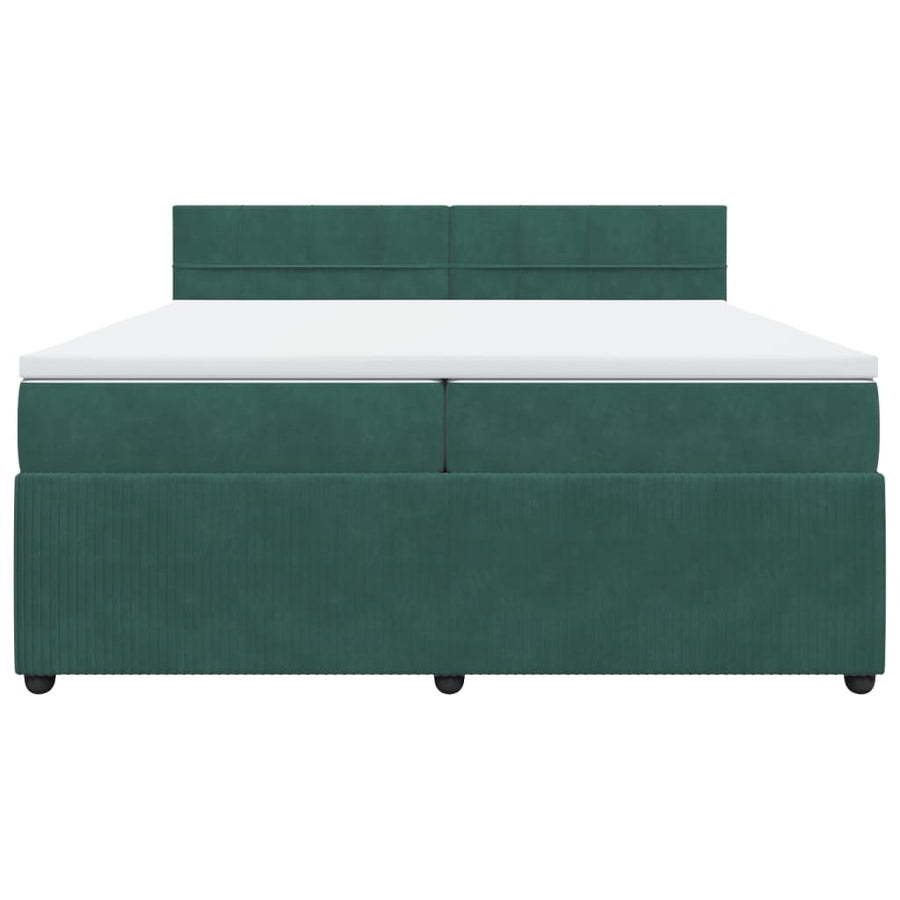 Boxspring met matras fluweel donkergroen 200x200 cm