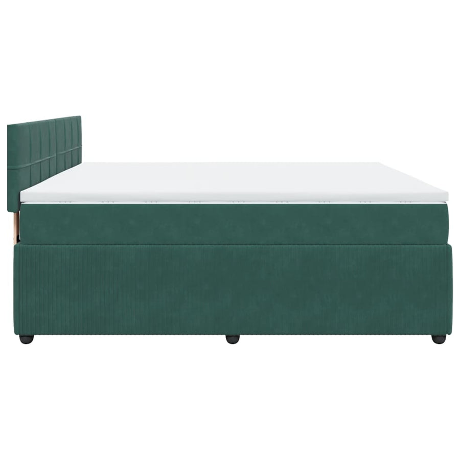 Boxspring met matras fluweel donkergroen 200x200 cm