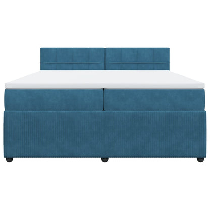 Boxspring met matras fluweel blauw 200x200 cm