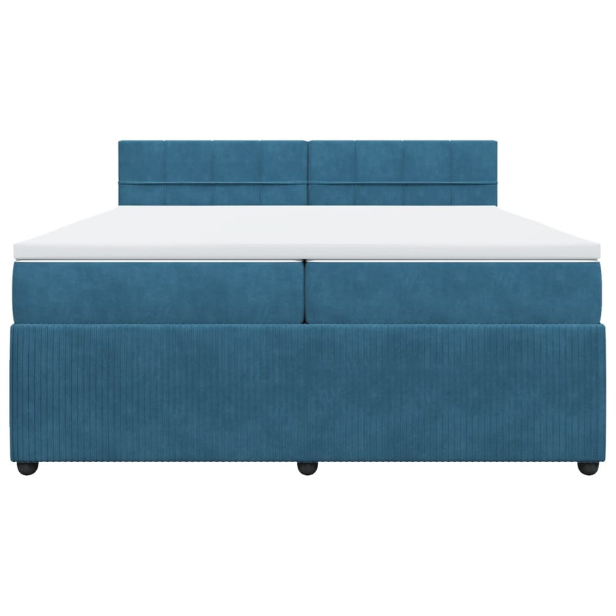 Boxspring met matras fluweel blauw 200x200 cm