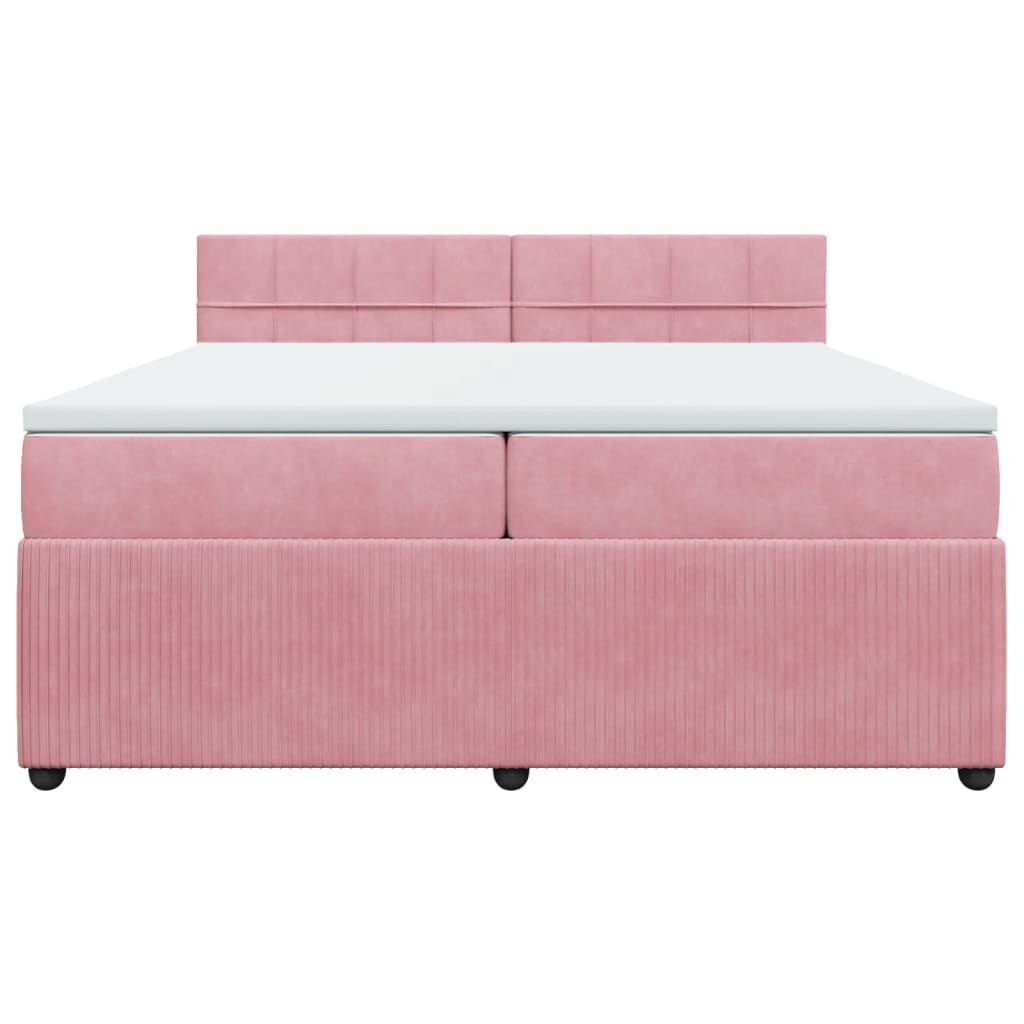 Boxspring met matras fluweel roze 200x200 cm