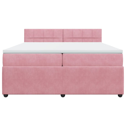Boxspring met matras fluweel roze 200x200 cm