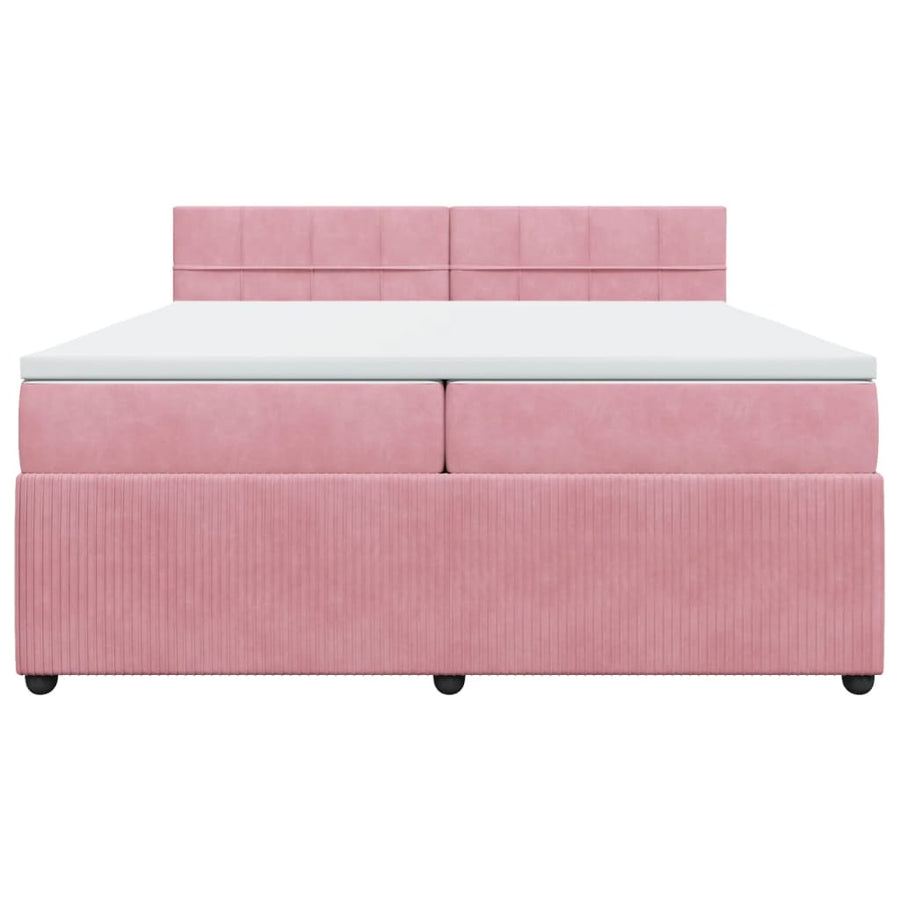 Boxspring met matras fluweel roze 200x200 cm