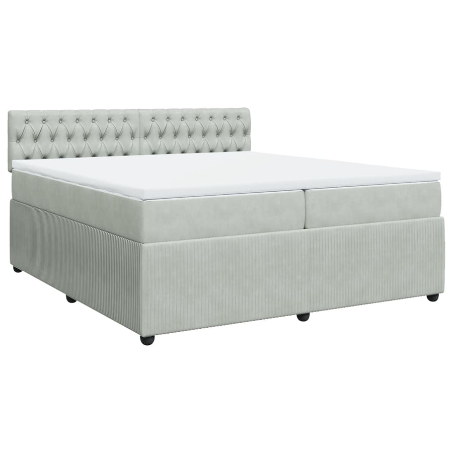 Boxspring met matras fluweel lichtgrijs 200x200 cm