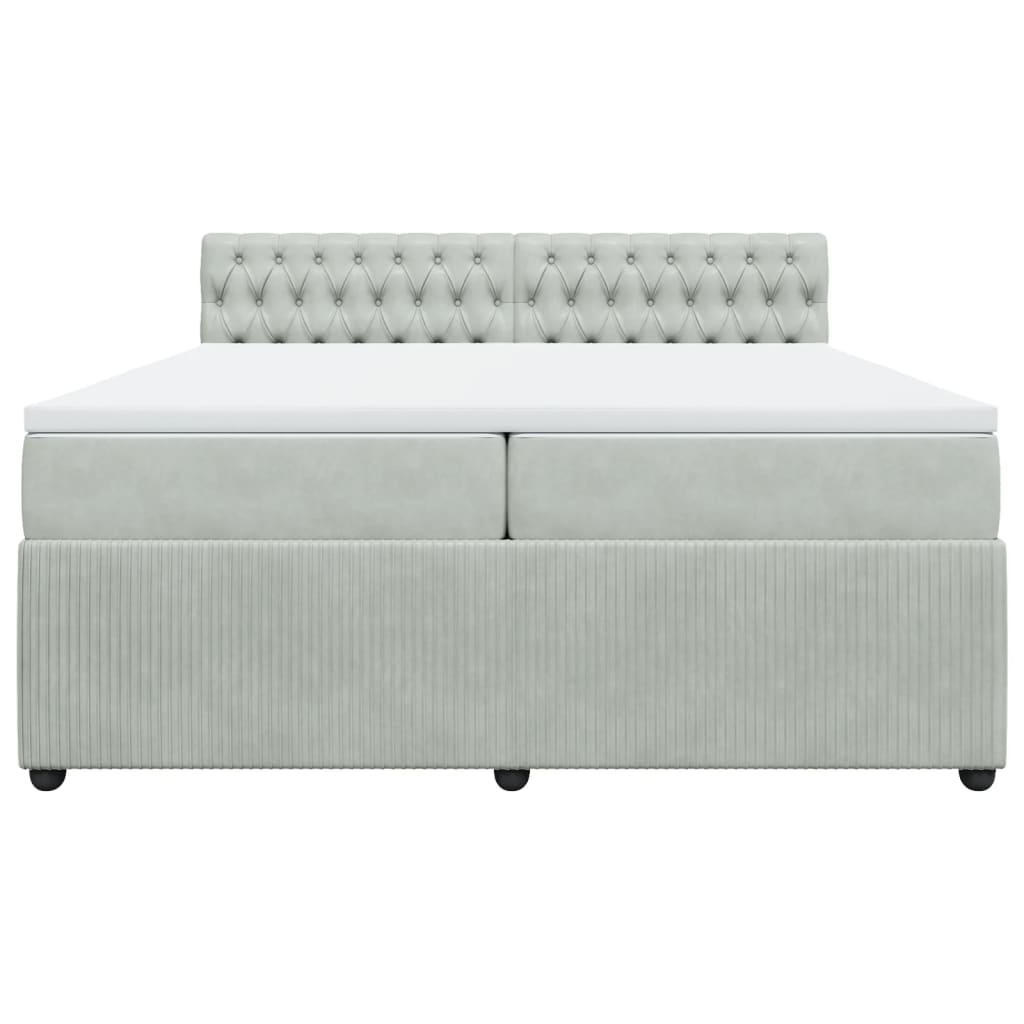 Boxspring met matras fluweel lichtgrijs 200x200 cm