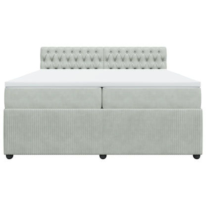 Boxspring met matras fluweel lichtgrijs 200x200 cm