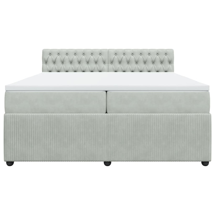 Boxspring met matras fluweel lichtgrijs 200x200 cm