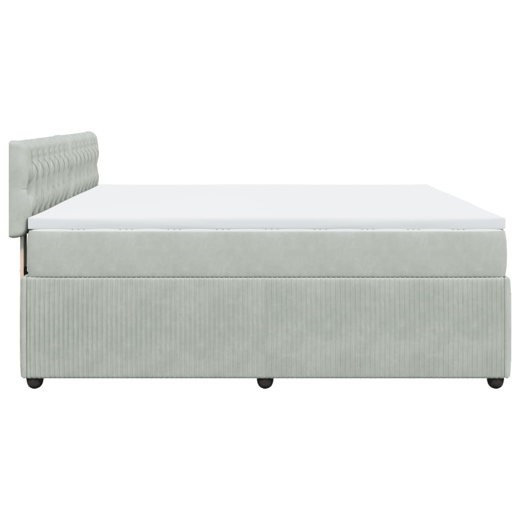 Boxspring met matras fluweel lichtgrijs 200x200 cm