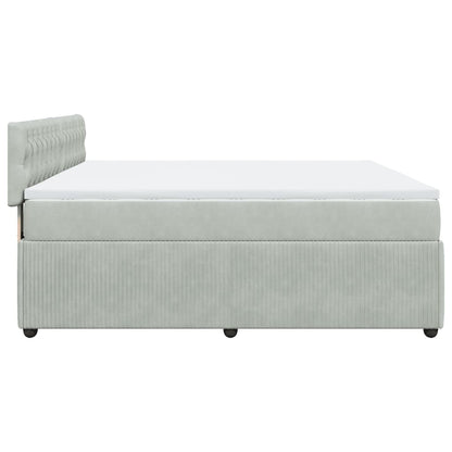 Boxspring met matras fluweel lichtgrijs 200x200 cm