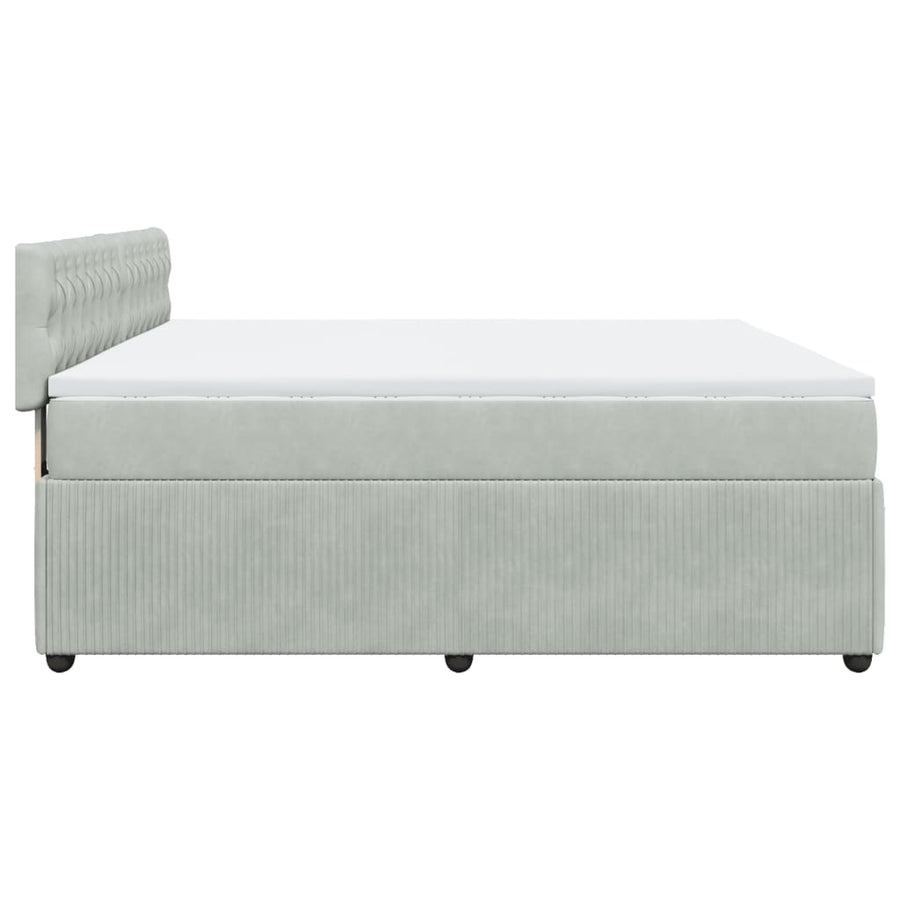 Boxspring met matras fluweel lichtgrijs 200x200 cm