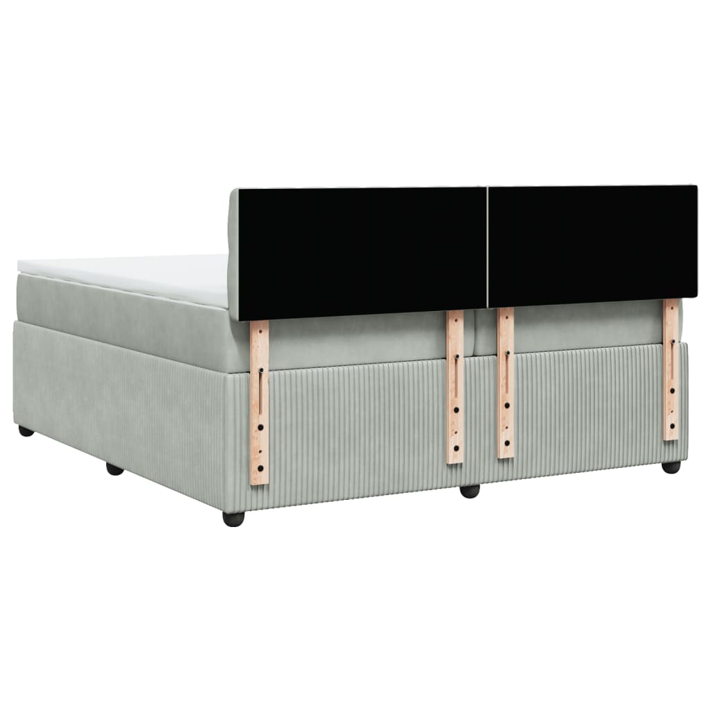 Boxspring met matras fluweel lichtgrijs 200x200 cm