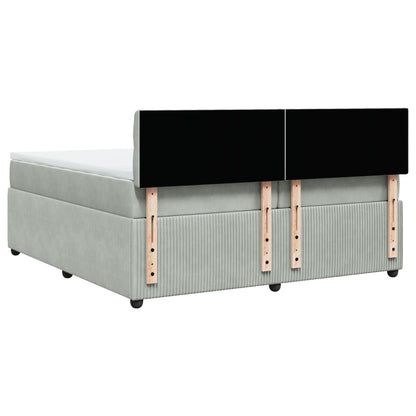 Boxspring met matras fluweel lichtgrijs 200x200 cm