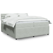 Box spring with velvet mattress light grey 200x200 cm