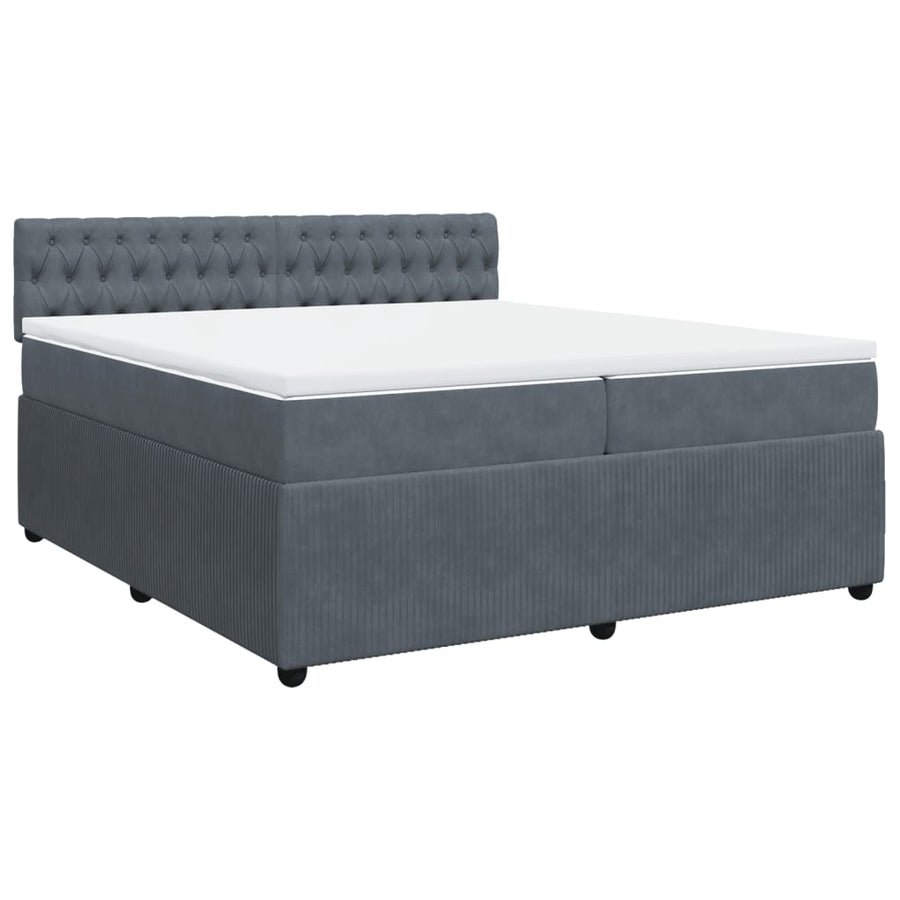 Boxspring met matras fluweel donkergrijs 200x200 cm